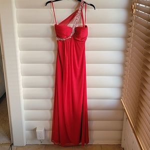 Formal Open Back Dress w/Sequined Shoulder Strap